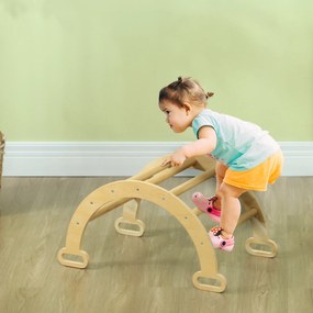 Arco de Aprendizagem para Crianças 2 em 1 Arco de Escalar para Crianças de 18-48 Meses Baloiço para Bebés 68x42x36 cm Madeira