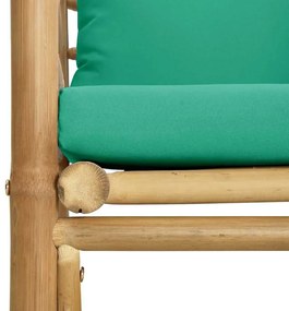 Sofá de jardim bambu com almofadões verdes