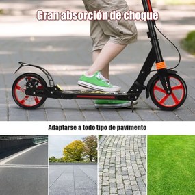 Trotinete durável e dobrável com rodas e guiador ajustável para crianças + 8 anos Preto 95 x 37 x 86,5 x 86,5-101 cm Preta