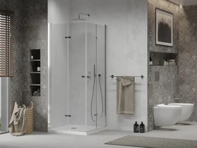Mexen Lima Duo cabine de duche dobrável 90 x 90 cm, transparente, cromado + base de duche Flat - 856-090-090-01-02-4010