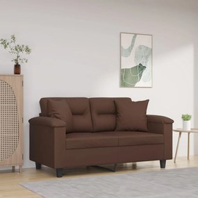 vidaXL Sofá 2 lug. c/ almofadas/almofadões 120cm couro artif. castanho