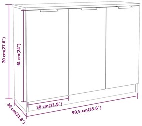 Aparador 90,5x30x70 cm madeira processada cor sonoma cinza