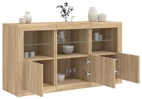 Aparador com luzes LED 123x37x67 cm carvalho sonoma
