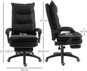 Cadeira de escritório com função de massagem, cadeira de escritório, cadeira ergonómica com altura ajustável, encosto reclinável, apoio para os pés in