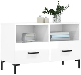 Móvel de TV 80x36x50 cm derivados de madeira branco brilhante