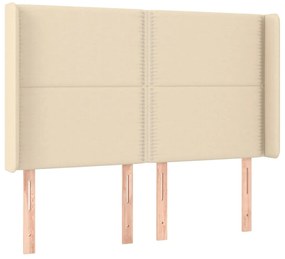 Cama box spring c/ colchão e LED 140x200 cm tecido cor creme