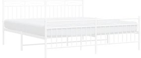 Estrutura de cama com cabeceira e pés 183x213 cm metal branco