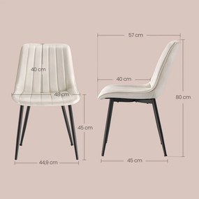 Conjunto 2 cadeiras de sala de jantar ou cozinha, pernas de aço bege-preto