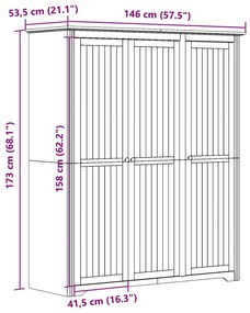 Roupeiro BODO 151,5x52x176,5 cm pinho maciço branco e castanho