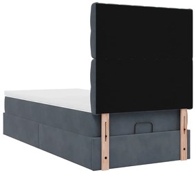 Estrutura cama otomana colchões 80x200cm veludo cinzento escuro