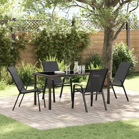 Conjunto de Jantar para Jardim vidaXL de 5 Peças Preto Textileno e Aço