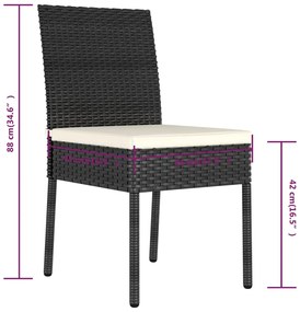 Cadeiras de jantar para jardim 4 pcs vime PE preto