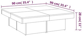 Mesa de centro 90x90x28 cm derivados madeira cinzento sonoma