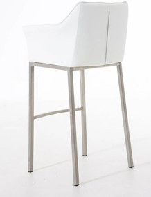 Banco de bar Damaso em couro sintético e com estrutura prateada 64 x 110 x 48 cm Branco