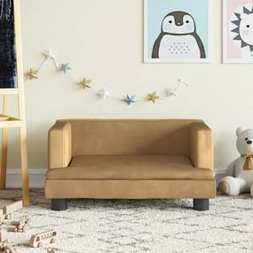 vidaXL Sofá infantil 60x40x30 cm veludo castanho