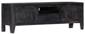 Móvel de TV 118x30x40 cm madeira de mangueira maciça preto