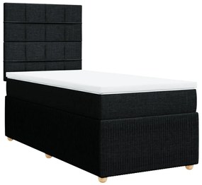 Cama com molas/colchão 90x190 cm tecido preto