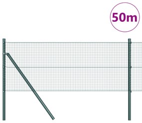 Cerca de Fio Soldado com 13 Posts Verde 0.5x50 m Aço