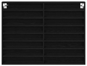 Gabinete Vitrine Preto Carvalho 100x8,5x75 cm Madeira engenheirada