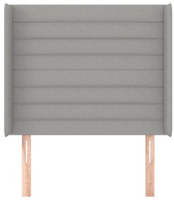 Cabeceira de cama c/ abas tecido 93x16x118/128cm cinzento-claro