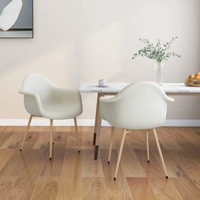 vidaXL Cadeiras de jantar 2 pcs tecido cor creme