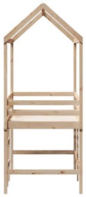 Cama alta c/ escada e telhado 90x190 cm pinho maciço