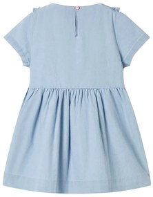 Vestido de criança com folhos azul-suave 92