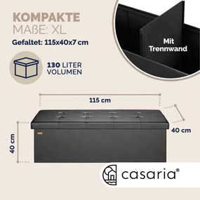 Banco com espaço de armazenamento 115x38x38cm dobrável preto