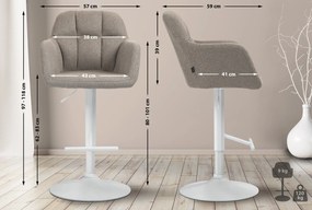 Banco de bar Natoma em tecido com estrutura branca 97-118 x 57 x 59 cm Castanho acinzentado