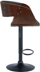 Banco de bar Portmore em couro sintético 52 x 87-108 x 52 cm Cor Nogueira + Preto