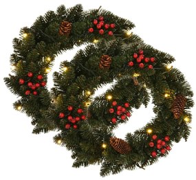 Coroas de Natal com decorações 2 pcs verde 45 cm