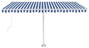 Toldo retrátil manual com LED 400x300 cm azul e branco