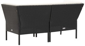 6 pcs conjunto lounge de jardim c/ almofadões vime PE preto