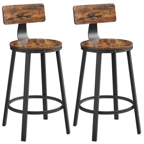 Conjunto de 2 bancos de bar 50,6 x 88,5 cm (Ø x H) Castanho Vintage-preto