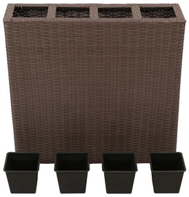Floreira com 4 vasos vime PE castanho