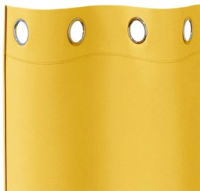 Cortinas 2 pcs amarelo mostarda 260 x 140 cm Poliéster