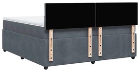 Cama com molas/colchão 200x200 cm veludo cinzento-escuro