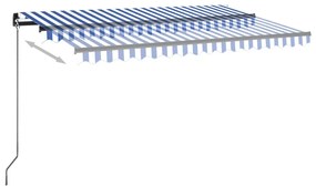 Toldo automático c/ LED e sensor de vento 450x350cm azul/branco