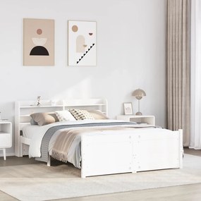 Estrutura de cama c/ cabeceira 150x200 cm pinho maciço branco