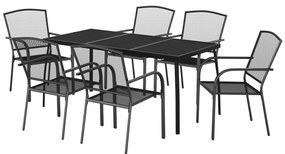 7 pcs conjunto de jantar para jardim aço antracite