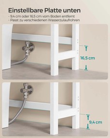 Estante de casa de banho 26 x 63 x 170 cm de 3 andares em bambu branco e cor natural
