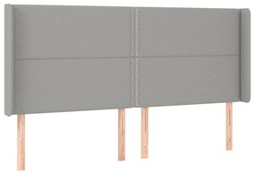 Cama box spring c/ colchão e LED 200x200 cm tecido cinza-claro