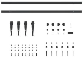 Kit p/ porta de armário deslizante 183 cm aço carbono