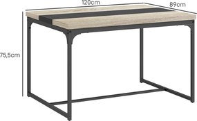 Mesa de jantar para 6 pessoas 120 x 89 x 75,5 cm (CADEIRAS NÃO INCLUIDAS), estilo industrial em metal preto e cor madeira