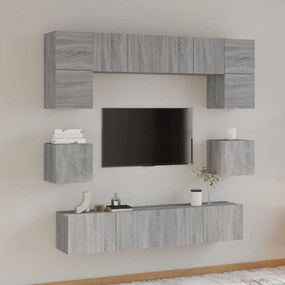 vidaXL Conjunto móveis de TV 8 pcs madeira processada sonoma cinza