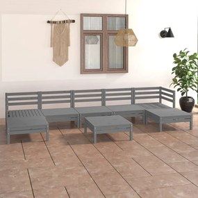 vidaXL 8 pcs conjunto lounge de jardim pinho maciço cinzento