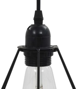 Candeeiro de teto com design diamante 3 lâmpadas E27 preto
