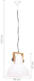 Candeeiro suspenso industrial redondo 25 W 40 cm E27 branco