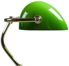 Candeeiro de mesa clássico/candeeiro de notário em latão com vidro verde - Banker