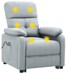 Poltrona de massagens elétrica tecido cinzento-claro